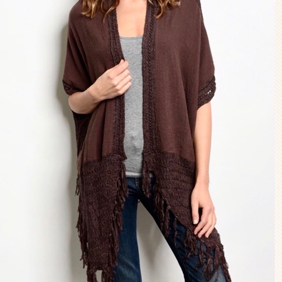 Avril boho linen & cotton tassel crochet kimono - Picture 2 of 8